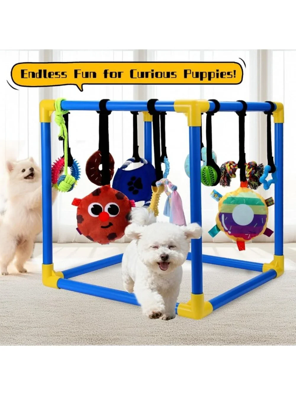 Interactive Puppy Play Gym with 12 Toys, Removable Dog Enrichment Center for